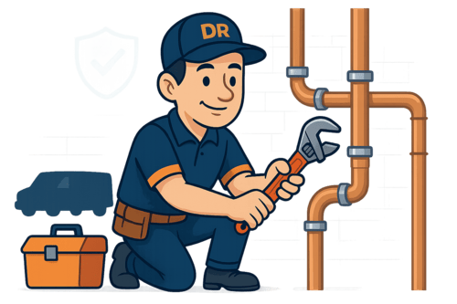 Professional plumber at work